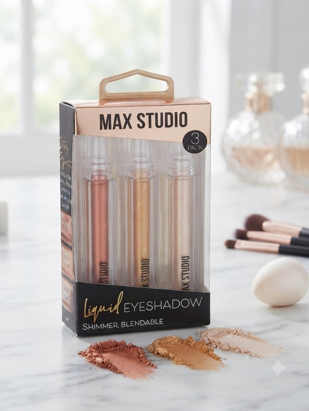 Max Studio Liquid Eyeshadow Trio — Copper, Gold & Champagne Shimmers